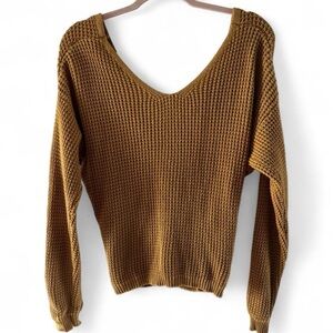moon & madison Mustard V-Neck Sweater